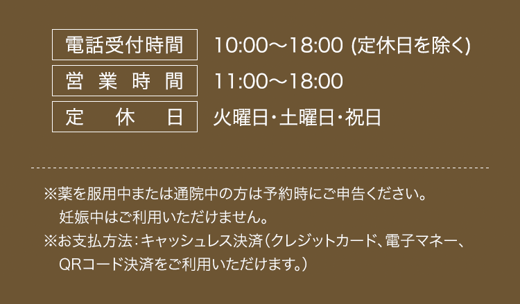 電話受付時間、営業時間、定休日